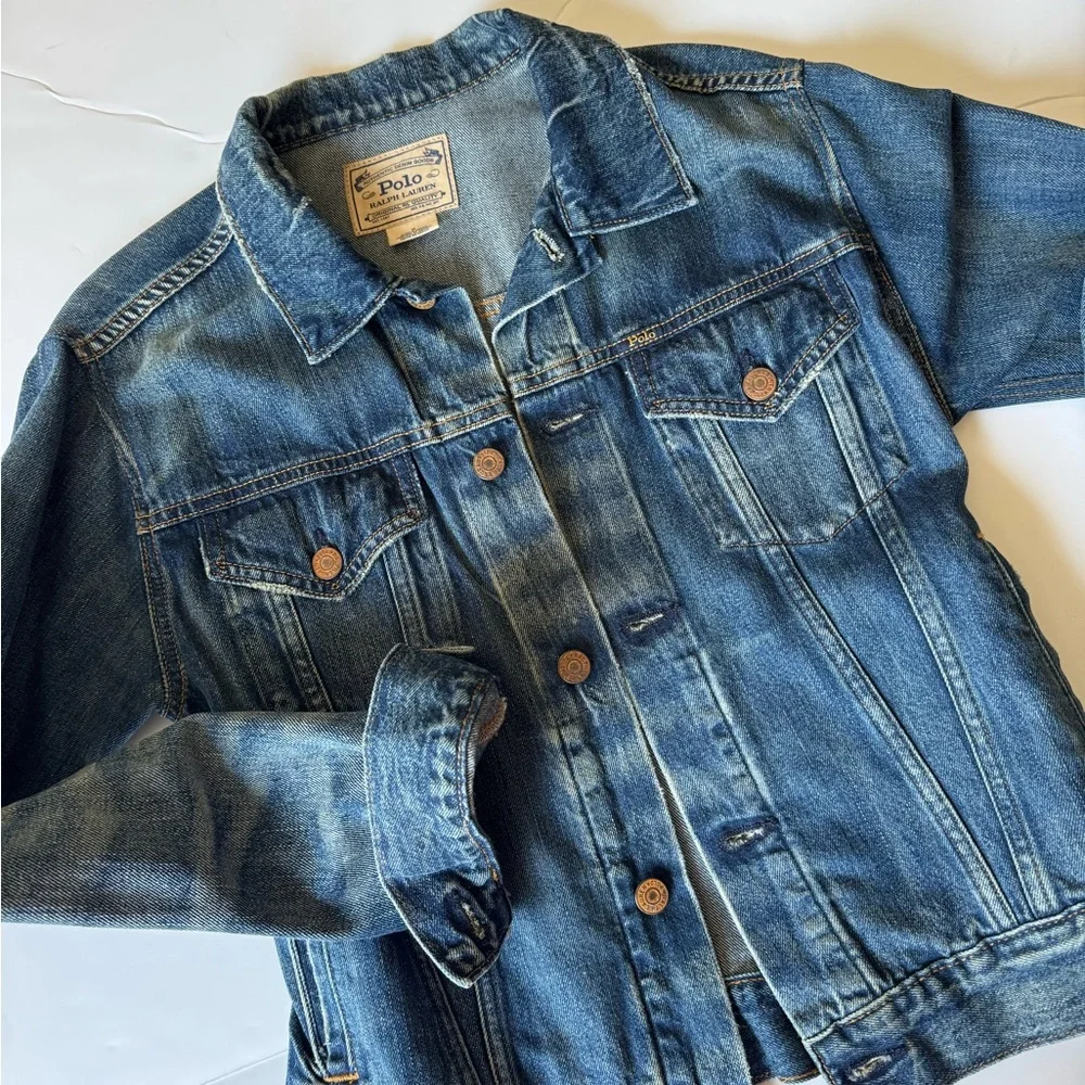 Ralph Lauren Polo Distressed Blue Denim Jacket - Picture 2 of 16